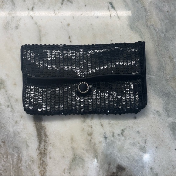 Vintage Norell 70's Black Sequin Clutch/Mini Bag/Pouch - Picture 2 of 8